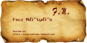 Fecz Mátyás névjegykártya